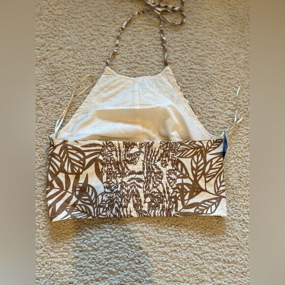 NWOT House of Harlow 1960 Linen Brown/Cream Halter Top & Wide Leg Pants Set Sz 4 - Picture 12 of 16